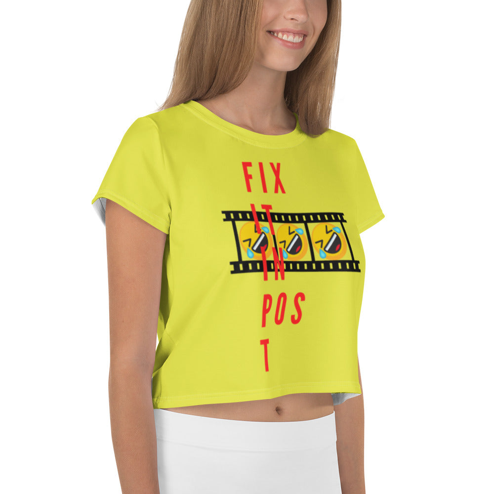 Fix It In Post (LOL) All-Over Print Crop Tee (Yellow Variant)