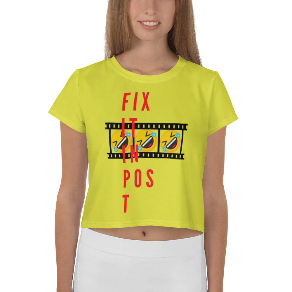 Fix It In Post (LOL) All-Over Print Crop Tee (Yellow Variant)