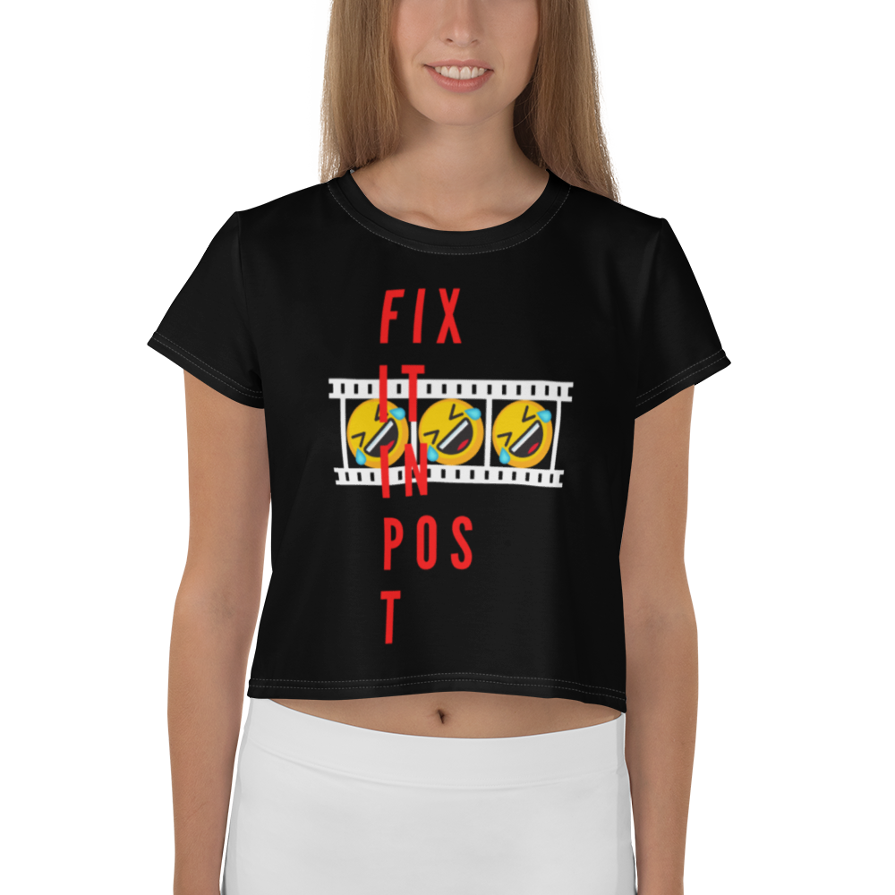 Fix It In Post All-Over Print Crop Tee (Black Variant)