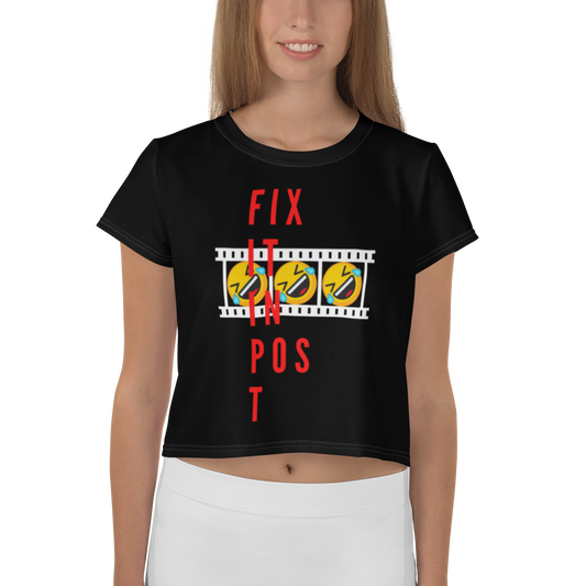 Fix It In Post All-Over Print Crop Tee (Black Variant)