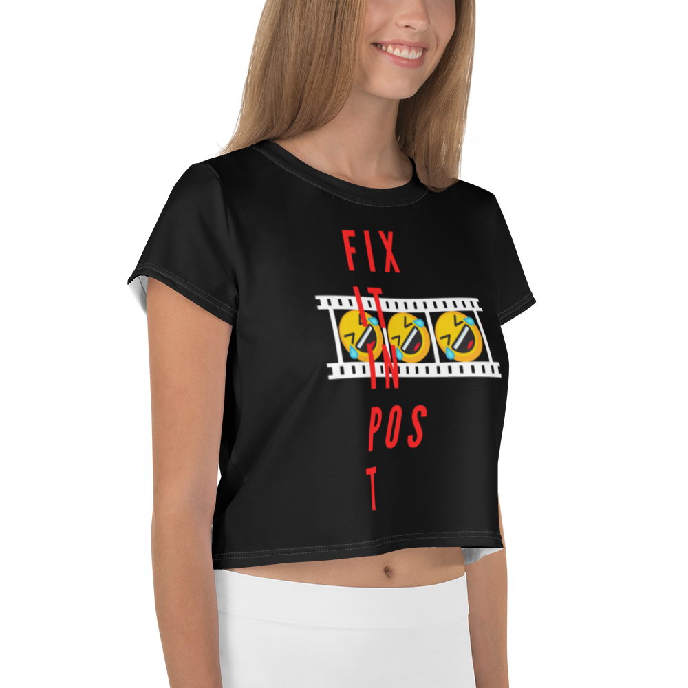 Fix It In Post All-Over Print Crop Tee (Black Variant)